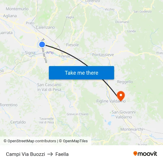 Campi Buozzi Street to Faella map