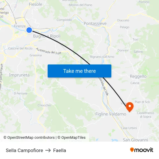 Campofiore Saddle to Faella map
