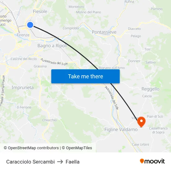 Caracciolo Sercambi to Faella map