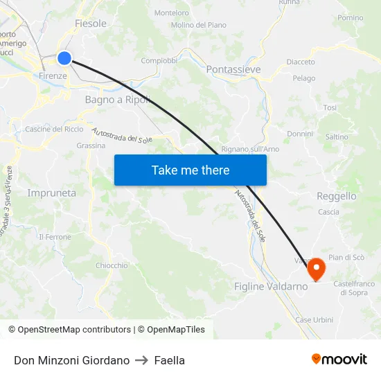 Don Minzoni Giordano to Faella map