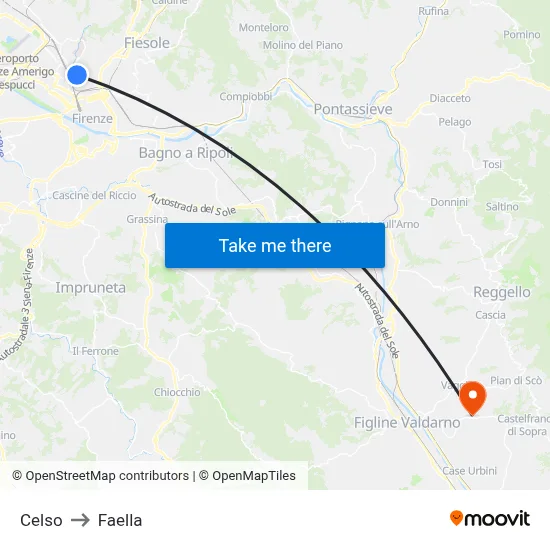 Celso to Faella map