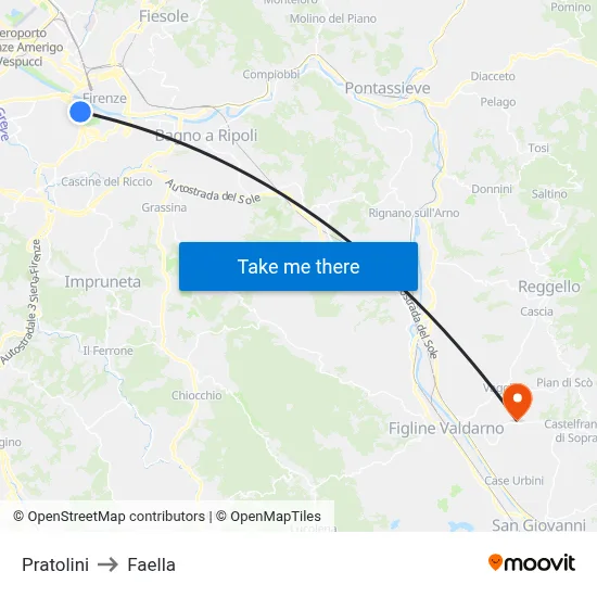 Pratolini to Faella map
