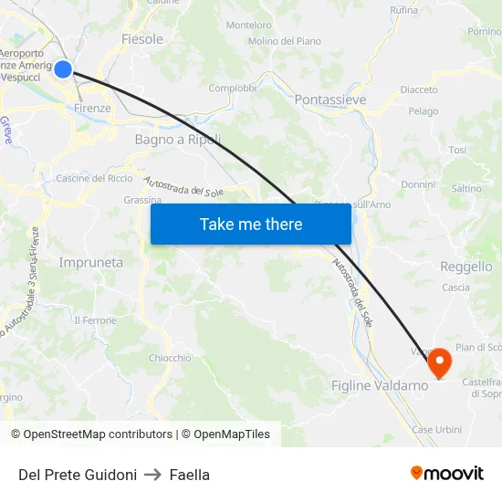 Del Prete Guidoni to Faella map