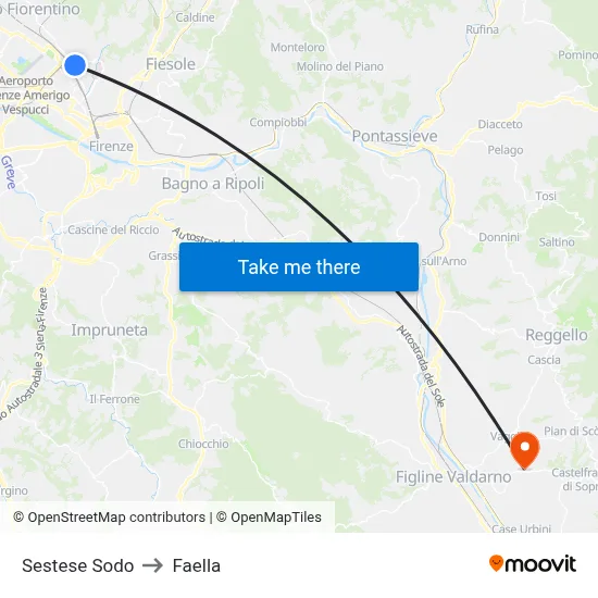 Sestese Sodo to Faella map