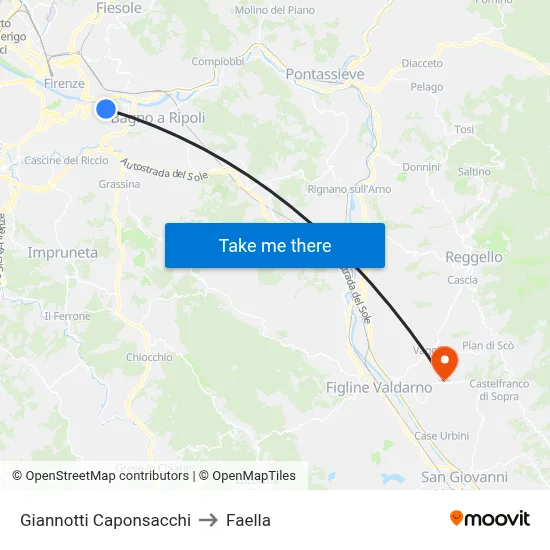 Giannotti Caponsacchi to Faella map