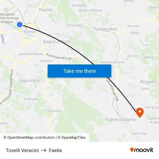 Toselli Veracini to Faella map