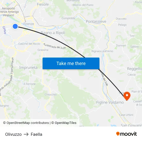 Olivuzzo to Faella map