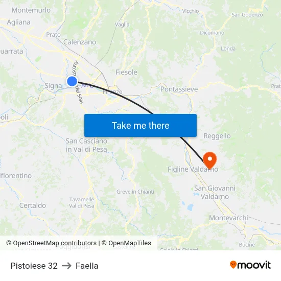 Pistoiese 32 to Faella map