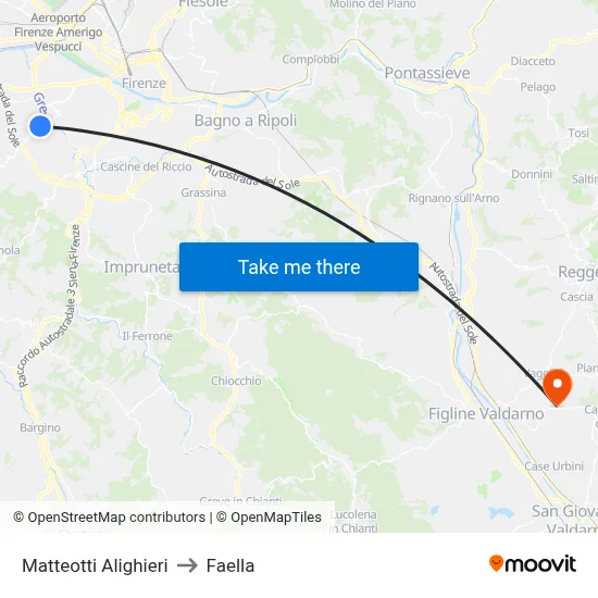 Matteotti Alighieri to Faella map