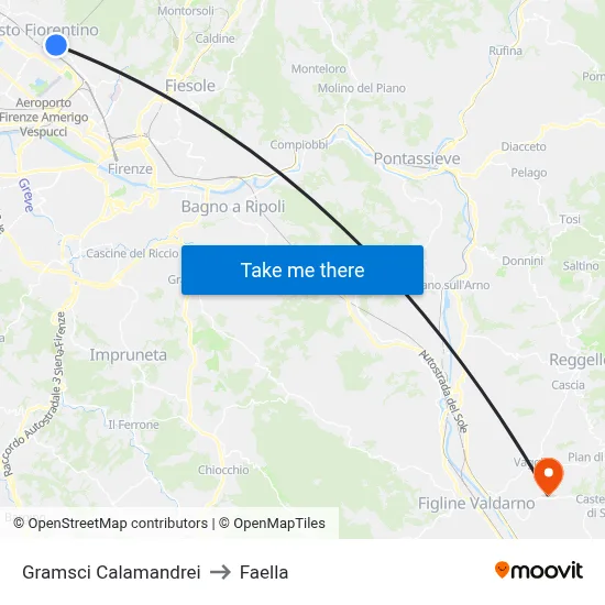 Gramsci Calamandrei to Faella map