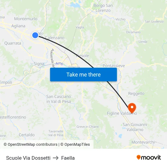 Schools Via Dossetti to Faella map