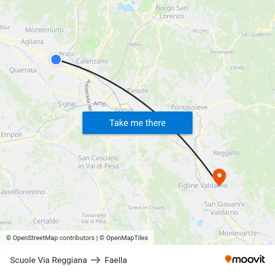 Reggiana Street Schools to Faella map