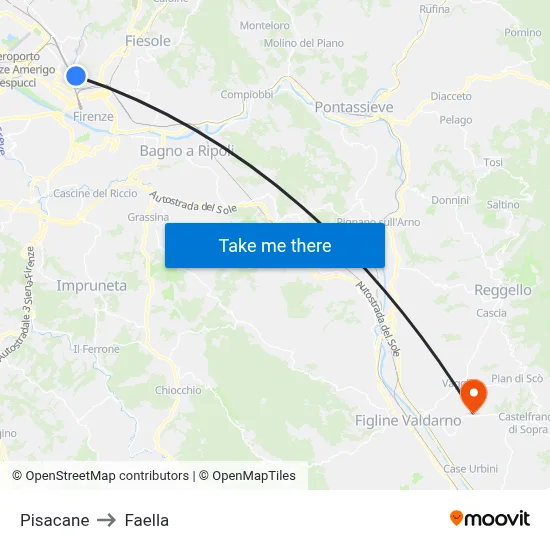 Pisacane to Faella map