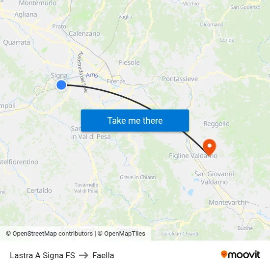 Lastra A Signa Station to Faella map