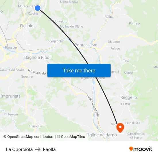 La Querciola to Faella map