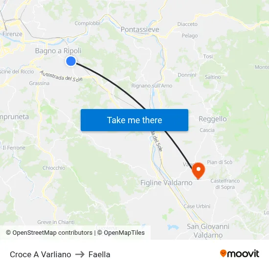 Croce A Varliano to Faella map