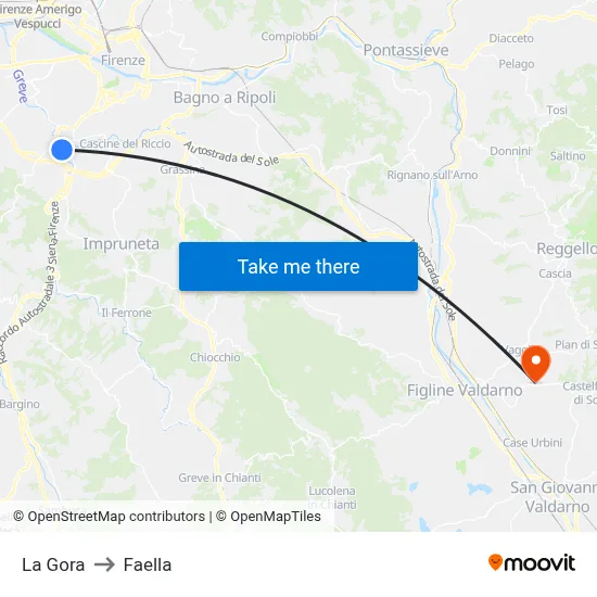 La Gora to Faella map
