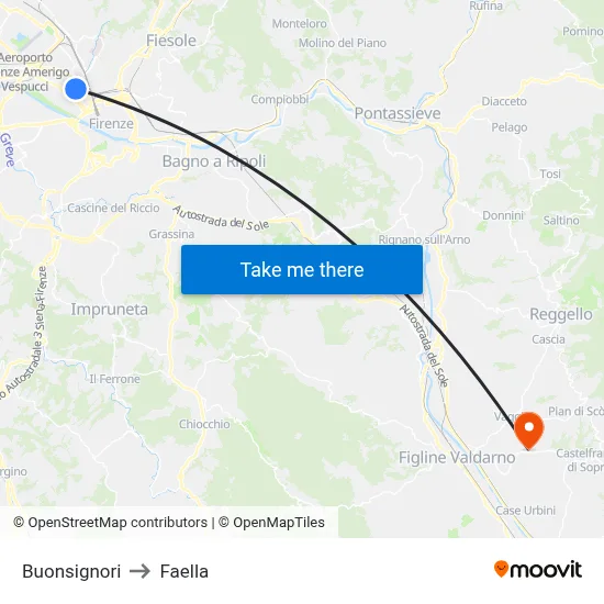Buonsignori to Faella map