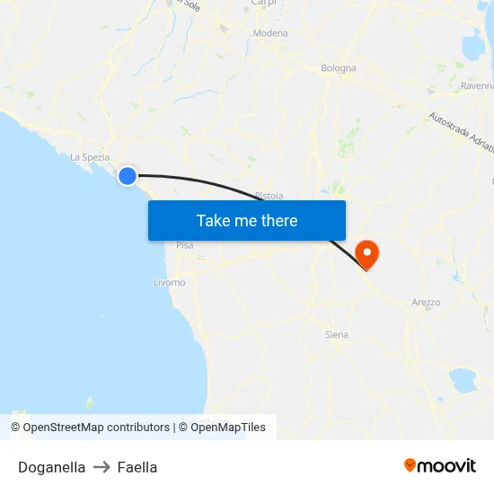 Doganella to Faella map