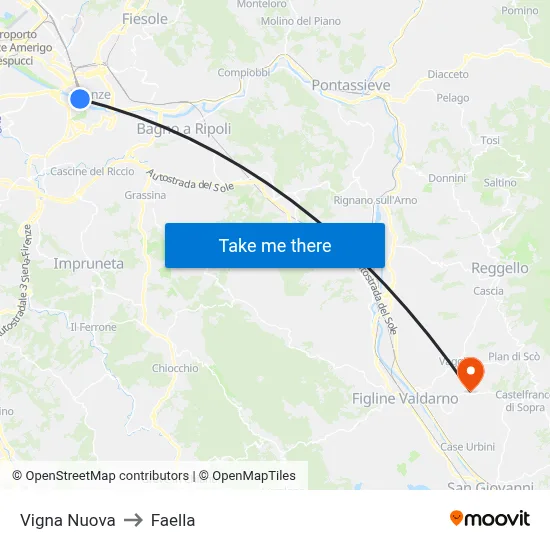 New Vineyard to Faella map