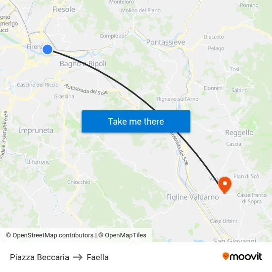 Beccaria Square to Faella map