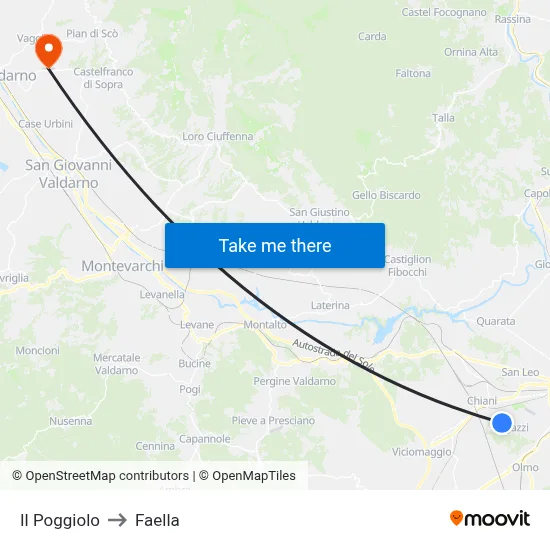 Il Poggiolo to Faella map