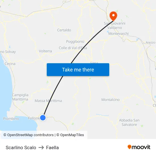Scarlino Station to Faella map