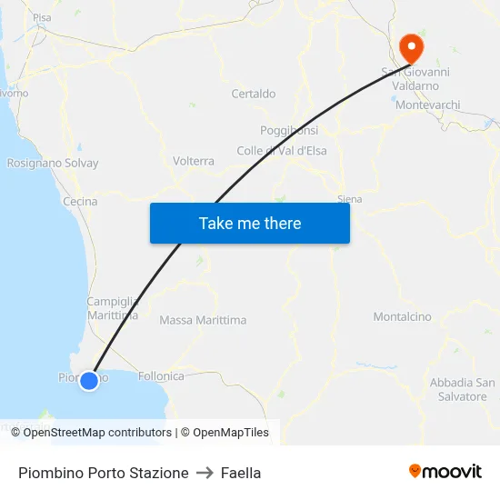 Piombino Port Station to Faella map