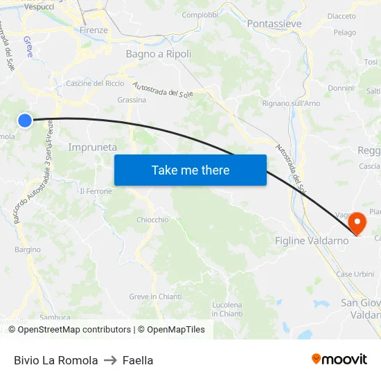 La Romola Junction to Faella map