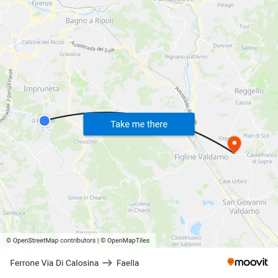 Ferrone Calosina Street to Faella map
