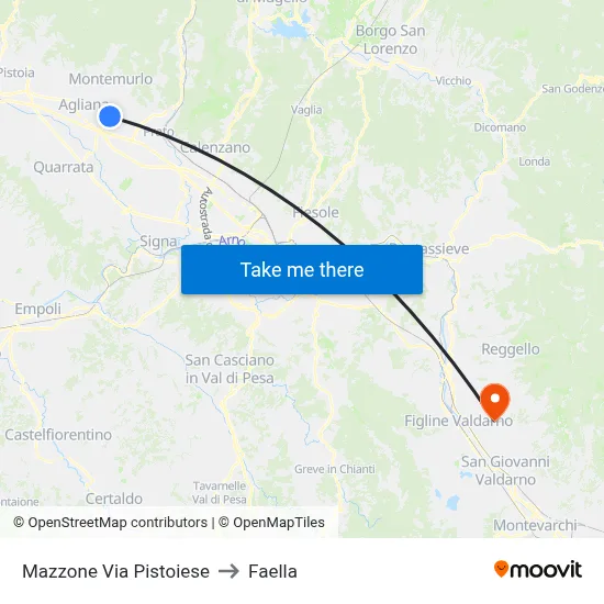 Mazzone Pistoiese Street to Faella map