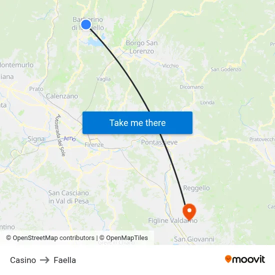 Casino to Faella map
