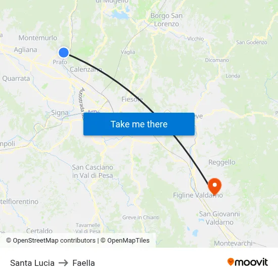 Saint Lucy to Faella map