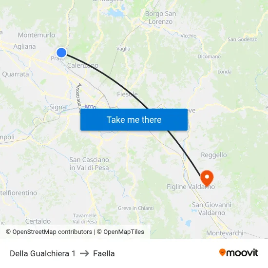 Della Gualchiera 1 to Faella map
