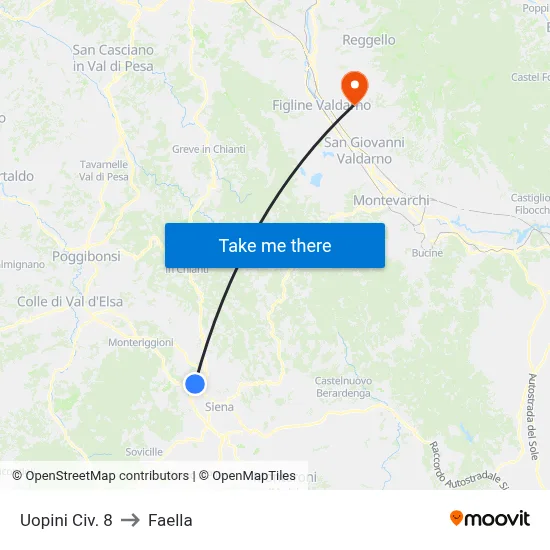 Uopini 8 to Faella map