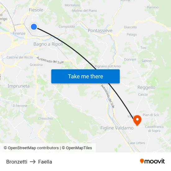 Bronzetti to Faella map