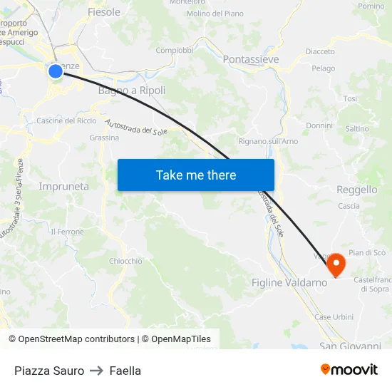 Sauro Square to Faella map