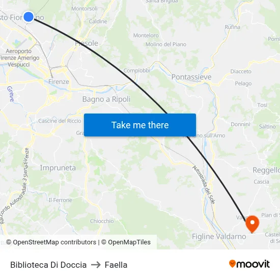 Doccia Library to Faella map