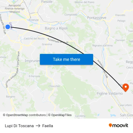 Lupi Di Toscana to Faella map