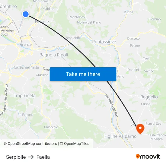 Serpiolle to Faella map