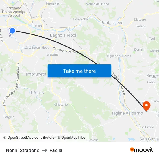 Nenni Boulevard to Faella map