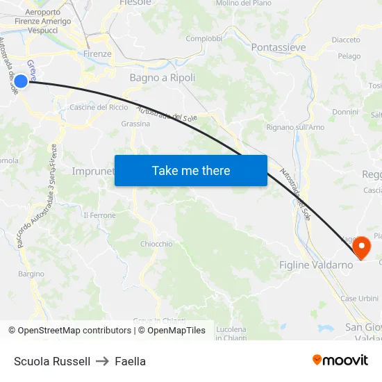 Russell School to Faella map