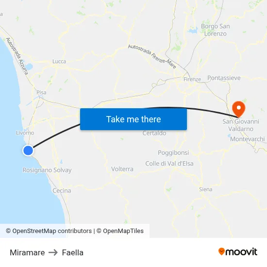 Miramare to Faella map