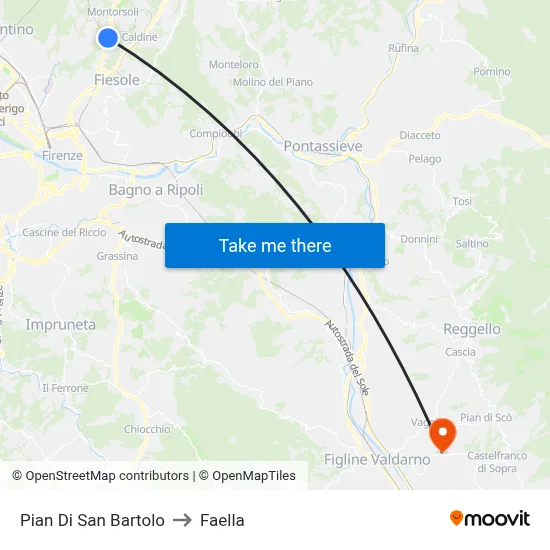 Pian Di San Bartolo to Faella map