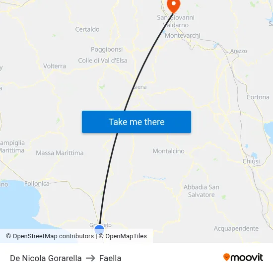 De Nicola Gorarella to Faella map