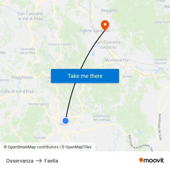Osservanza to Faella map