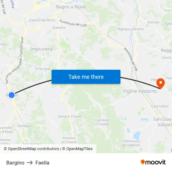 Bargino to Faella map