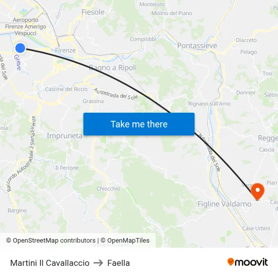 Martini Il Cavallaccio to Faella map