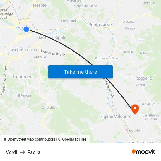 Verdi to Faella map