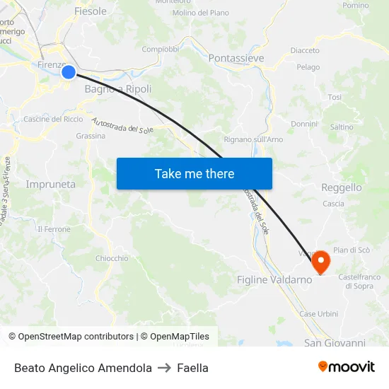 Beato Angelico Amendola to Faella map